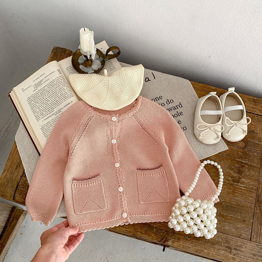 Baby Children 0-3 Years Old Baby Girl Sweet Baita Cardigan Knitted Coat